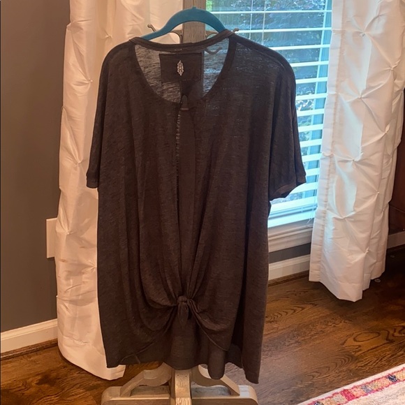 FREE PEOPLE Dark Gray Open-Back Tunic - Picture 2 of 6